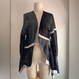 Crea Concept black white asymmetrical open cardigan lagenlook EU 38 Med